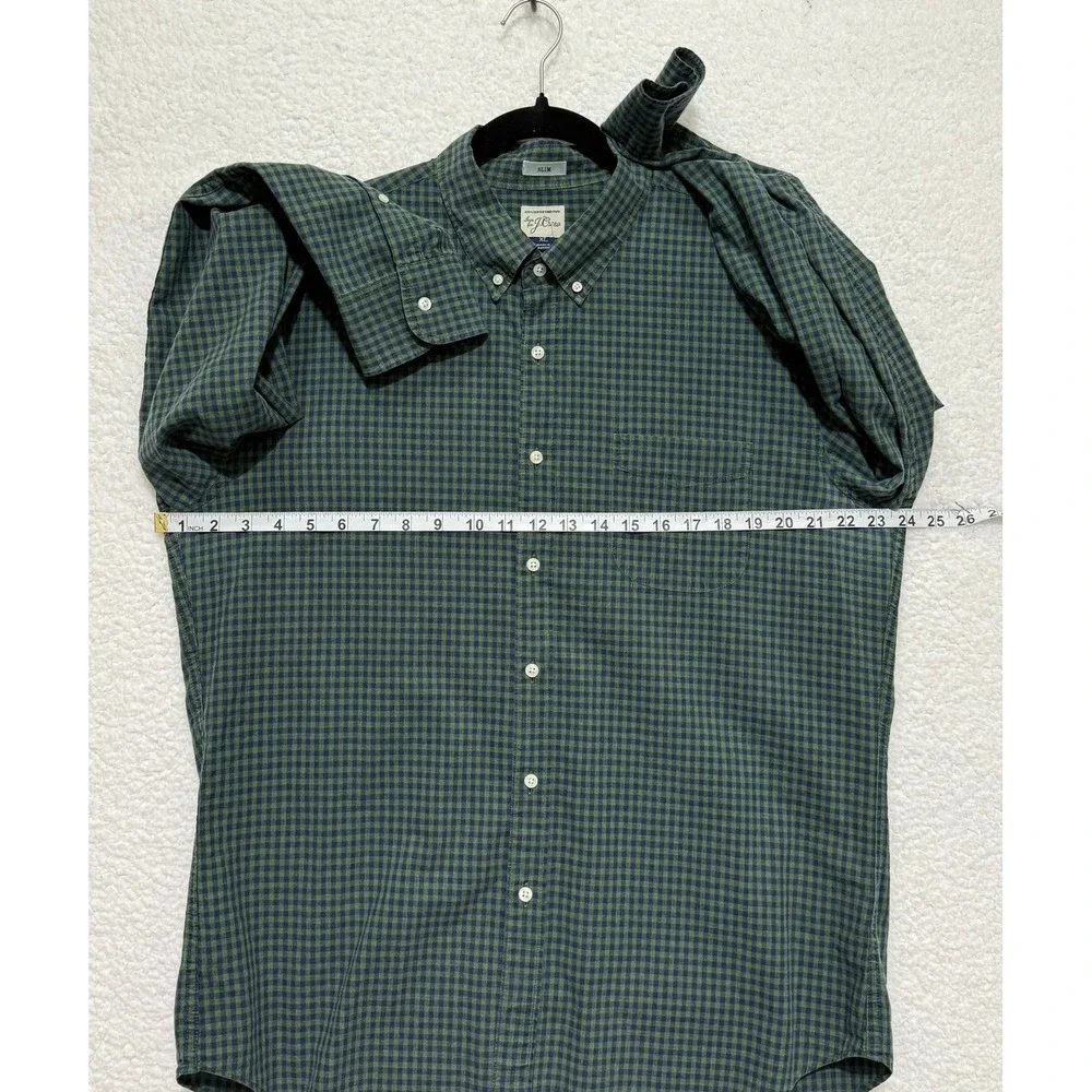 J. Crew Slim Fit Green Navy Gingham Button‎ Down Shirt Mens XL Cotton